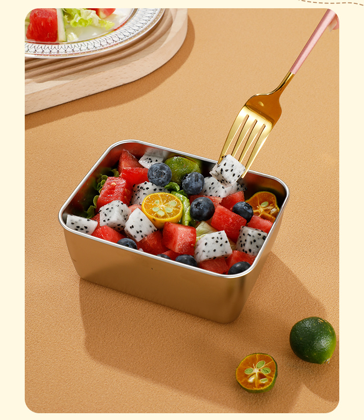 不鏽鋼小方盒升級啦，蓋子密封防漏設計， 一盒一菜不串味，冰箱｜烤箱｜蒸鍋都能用