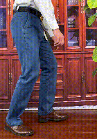 夏季薄款弹力中年男士牛仔褲